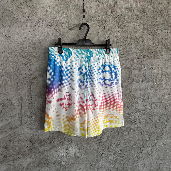 casablanca halftone monogram print silk shorts